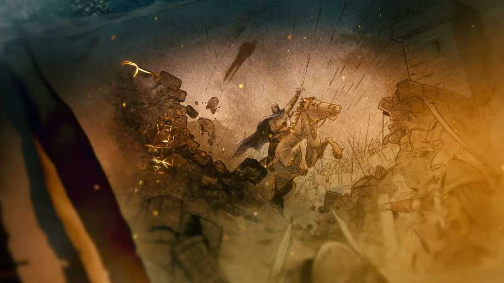 Arte de um cavaleiro do trailer do Age of Empires II.