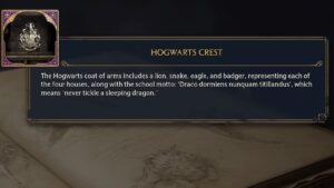 What Does the Hogwarts Motto Translate To? - Hogwarts Legacy - Field Guide entry.