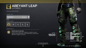 Destiny 2 - Where to Find Abeyant Leap Boots - Boots in inventory.