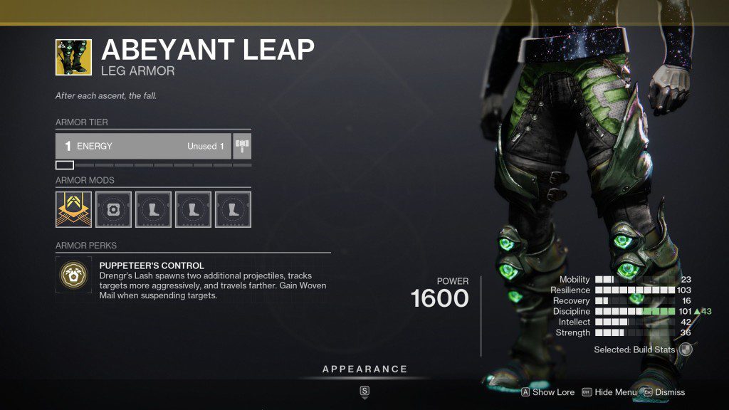 Destiny 2 - Onde encontrar Abeyant Leap Boots - Botas no inventário.