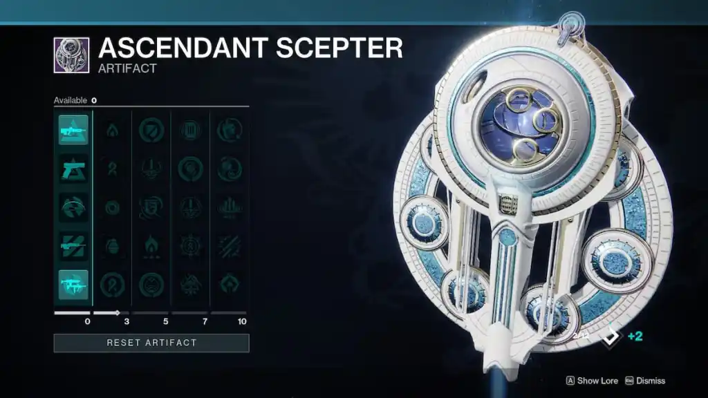 Onde Encontrar o Artefato Cetro Ascendente em Destiny 2 Lightfall - Inspeção do Artefato.