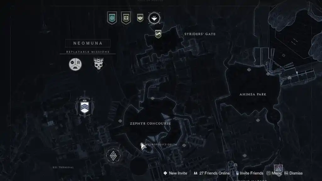 Onde encontrar setor perdido de hidroponia delta em Destiny 2 - setor perdido no mapa.