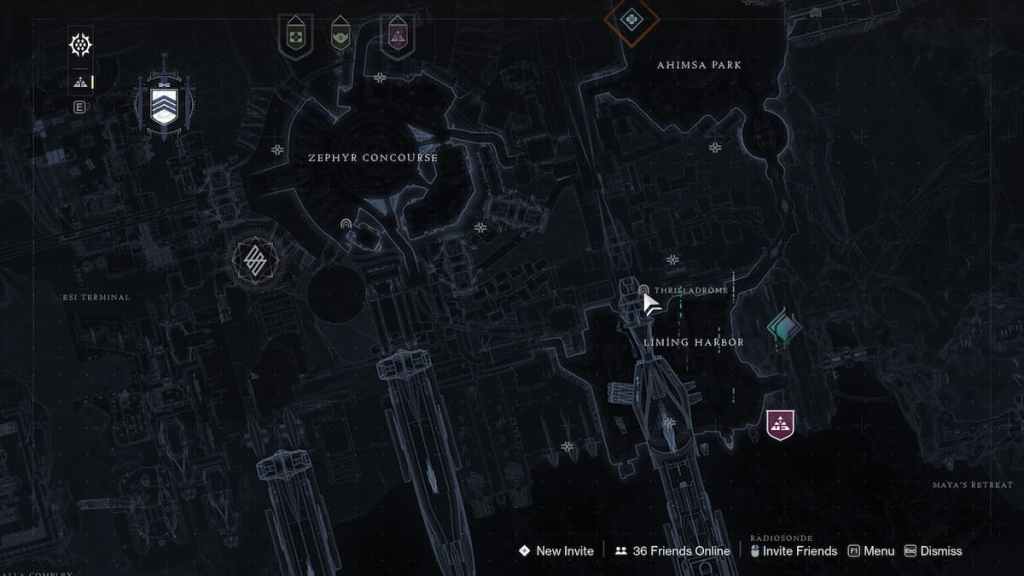 Onde encontrar o setor perdido do Thrilladrome em Destiny 2 - Localização no mapa.