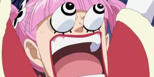 Perona in shock from the One Piece anime.