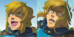 Link from Tears of the Kingdom in an epic Gundam meme.