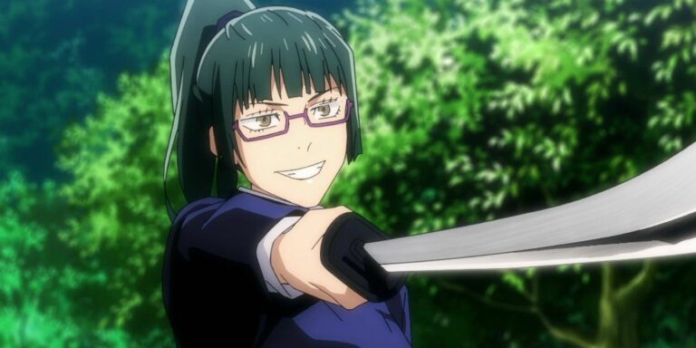 Maki Zenin after stealing Miwa's sword in Jujutsu Kaisen.