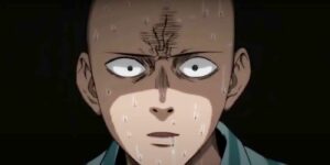 One Punch Man's Saitama looking shocked