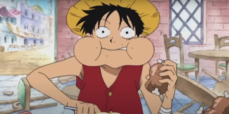 Monkey D. Luffy stuffing his face