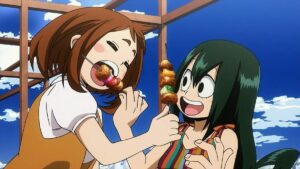 My Hero Academia reúne Ochaco e Tsuyu em novo esboço