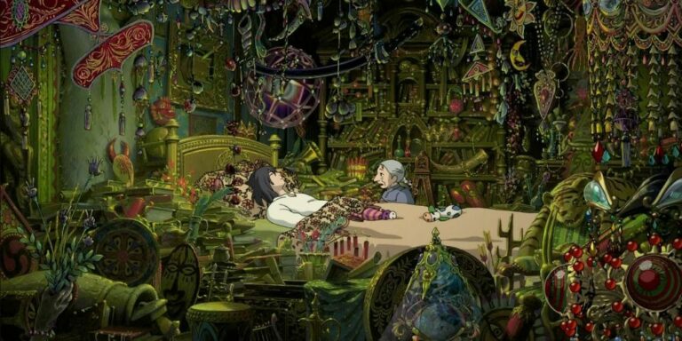 Howl and Sophie in his bedroom in Howl's Moving Castle