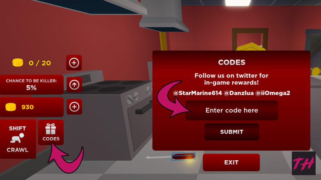 Guia mostrando como resgatar um código no Roblox Grimace Shake.