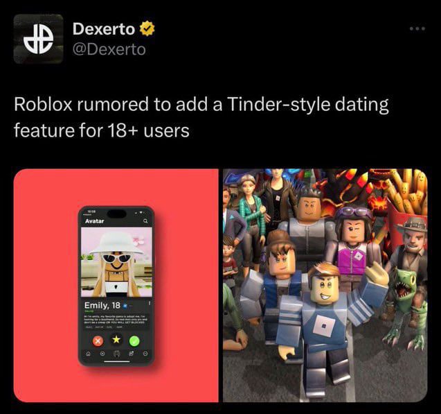 Dexerto Roblox Tinder Tweet