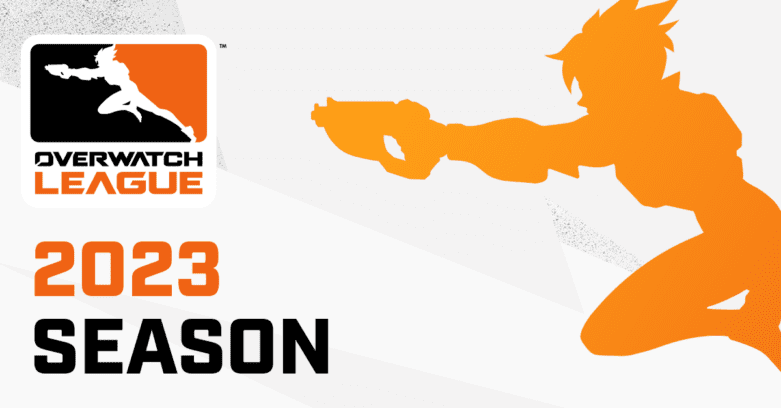 Uma imagem promocional para a Overwatch League apresentando um contorno do rastreador