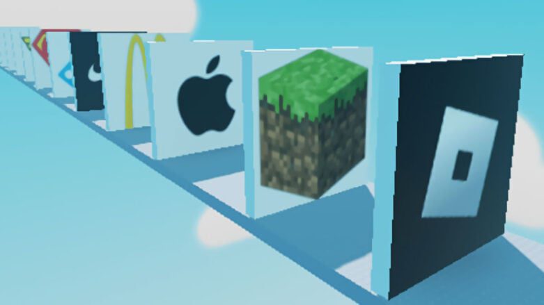 Exibindo logotipos diferentes como eles são mostrados no Roblox Logo Quiz.