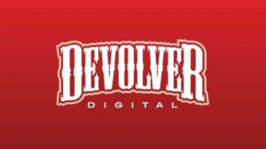 Devolver Digital text logo on Red background