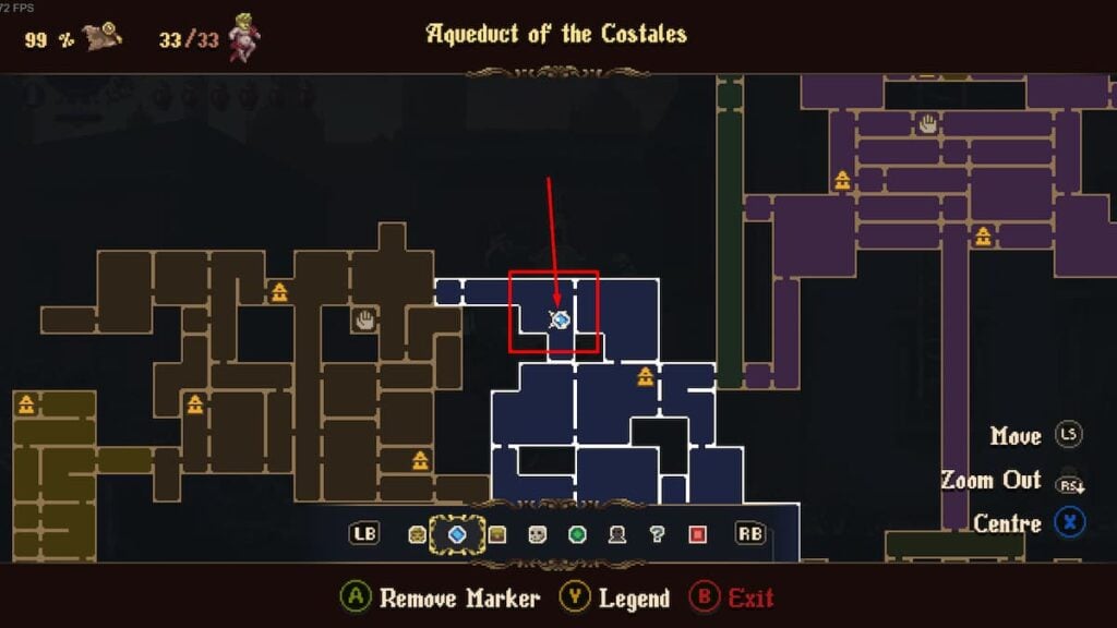 Localização do mapa Blasphemous 2 Wax Seed 4