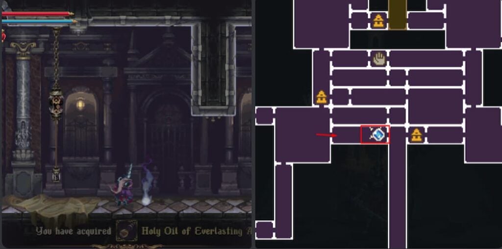 Localização do mapa do óleo sagrado Blasphemous 2