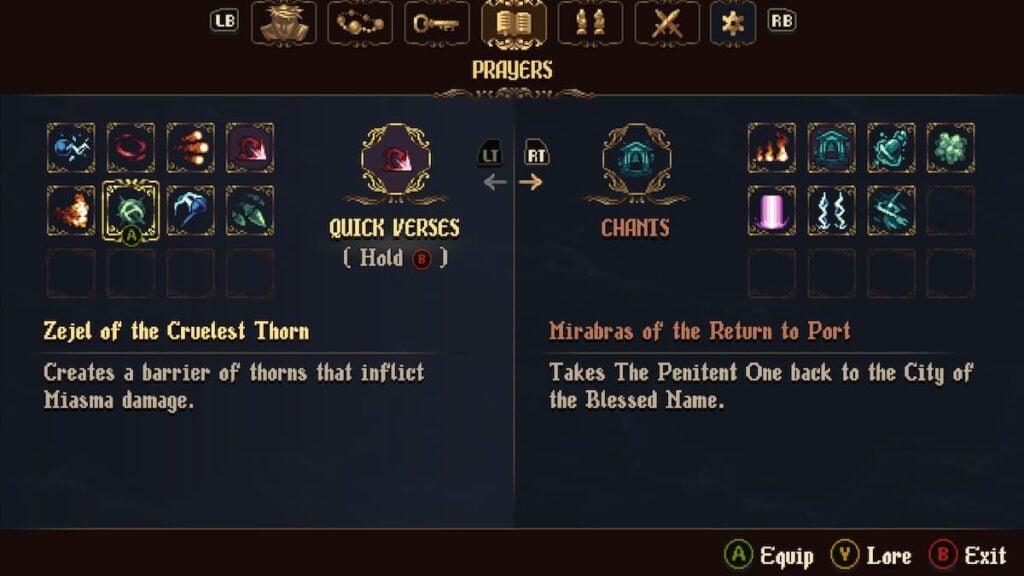 Descrição do item Blasphemous 2 Zejel do mais cruel