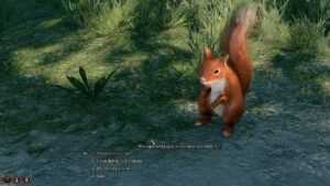 A screenshot of a conversation taking place with an angry squirrel after