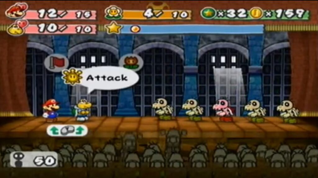 Captura de tela da porta dos mil anos de Paper Mario