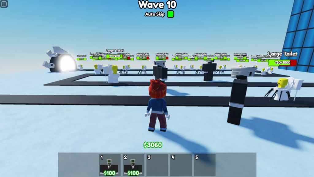 Onda 10 em Roblox Bathtub Tower Defense