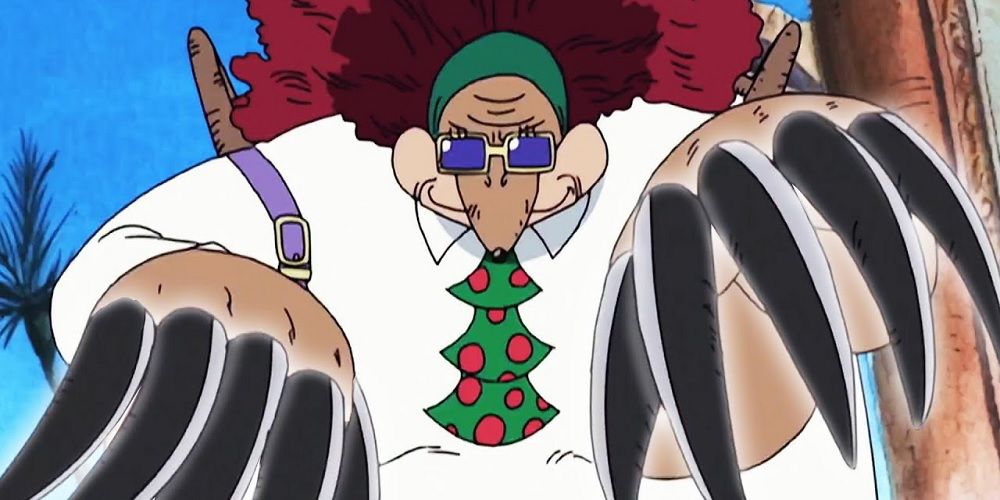 Senhorita Feliz Natal de One Piece que comeu a fruta Mole-Mole e tem duas garras dianteiras como uma toupeira.