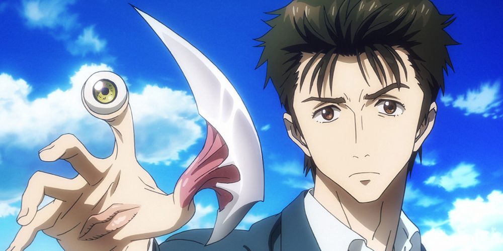 Shinichi Izumi com sua mão Parasyte de Parasyte.