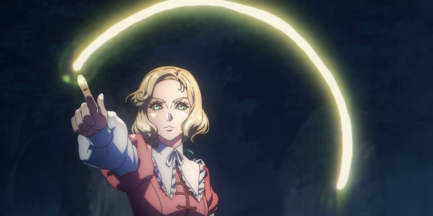 Maria Renard usando sua magia para invocar criaturas em Castlevania: Nocturne.