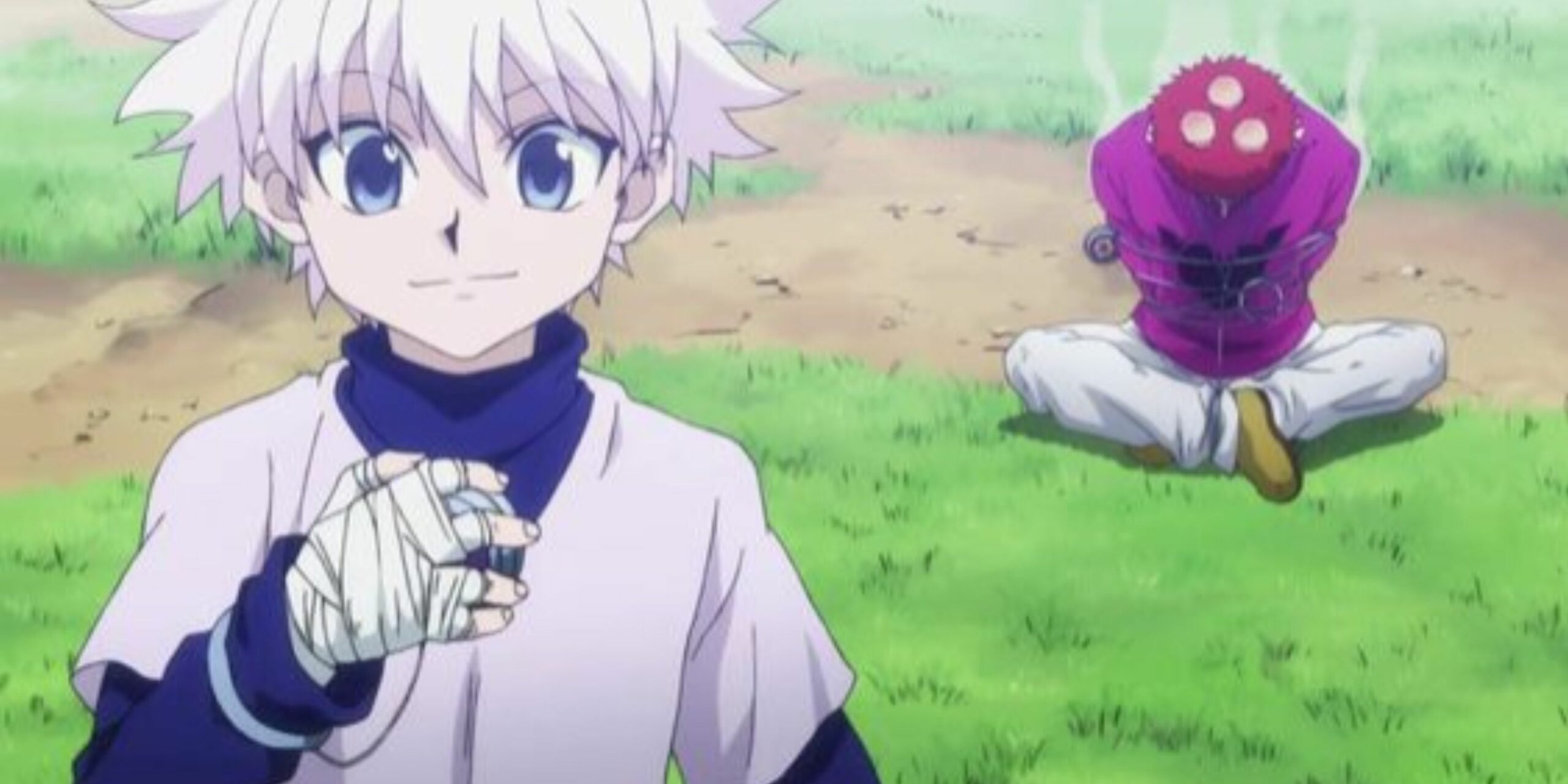 Killua Zoldyck logo após derrotar Sub durante o Greed Island Arc