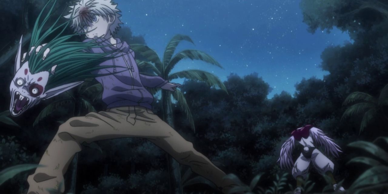 Killua decapita Rammot em Hunter x Hunter.