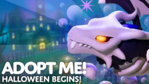 Adopt Me Halloween Begins Banner With Dragon Vampire Pet