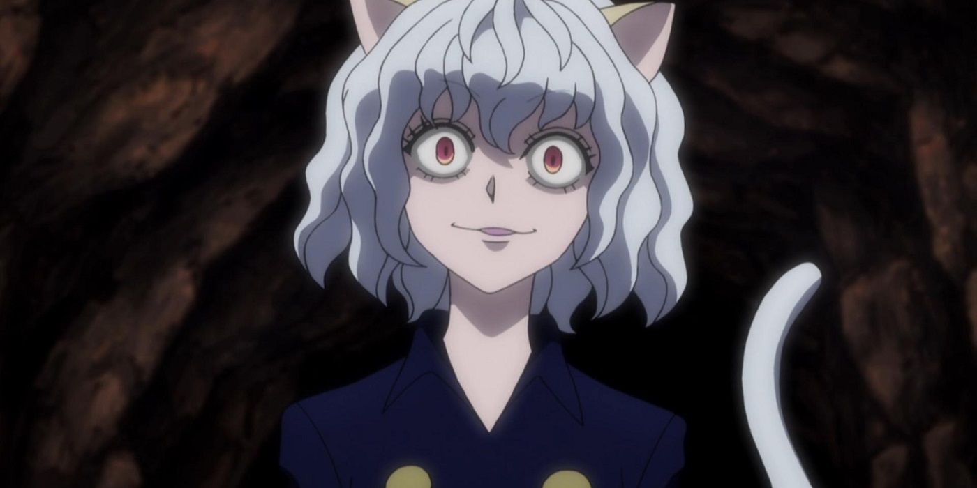 Neferpitou olhando para frente com intenção assassina em Hunter x Hunter