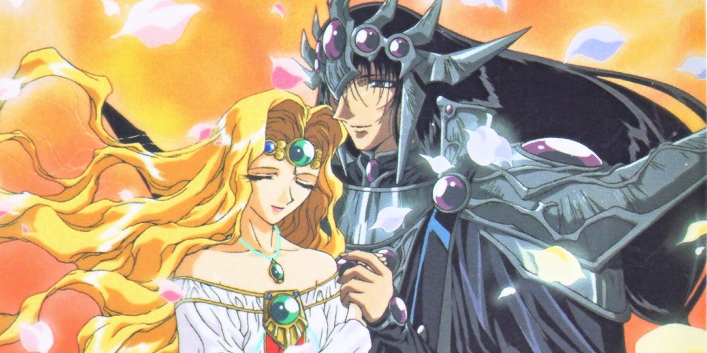 Princesa Emeraude e Zagato se abraçando em Magic Knight Rayearth.