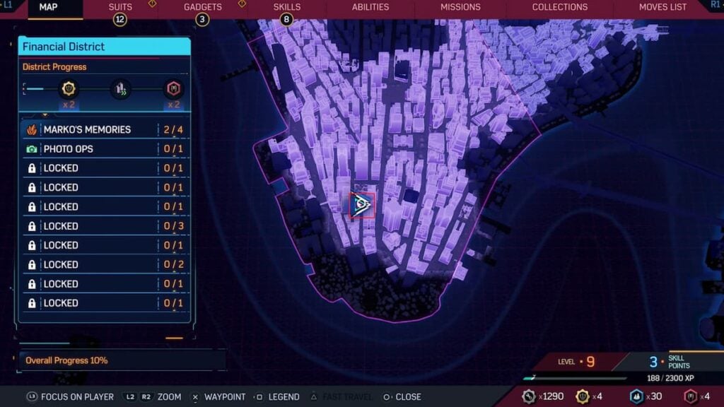 Localização do mapa do Troféu Phin Science do Marvels Spider Man 2