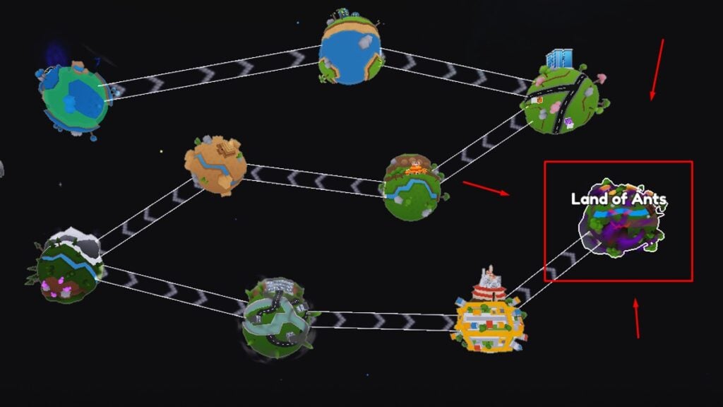 Mapa mundial do simulador de campeões de anime Ghostly Land Of Ants