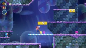 Super Mario Bros Wonder Mario Heading To A Shell In A Purple Level