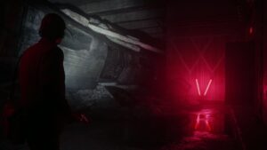 Alan Wake 2 Traincrash Red Neon Lights