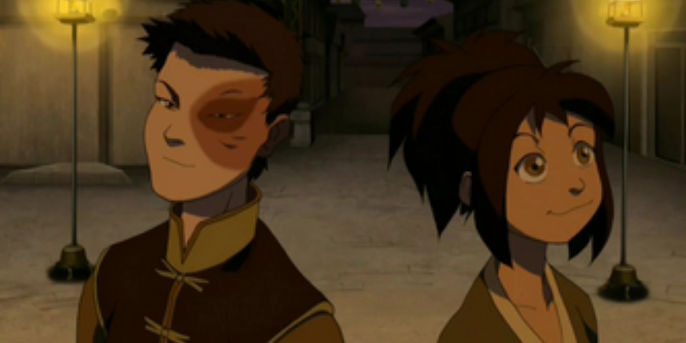 Zuko e Jin admirando as luzes de seu encontro em Avatar: O Último Mestre do Ar. 