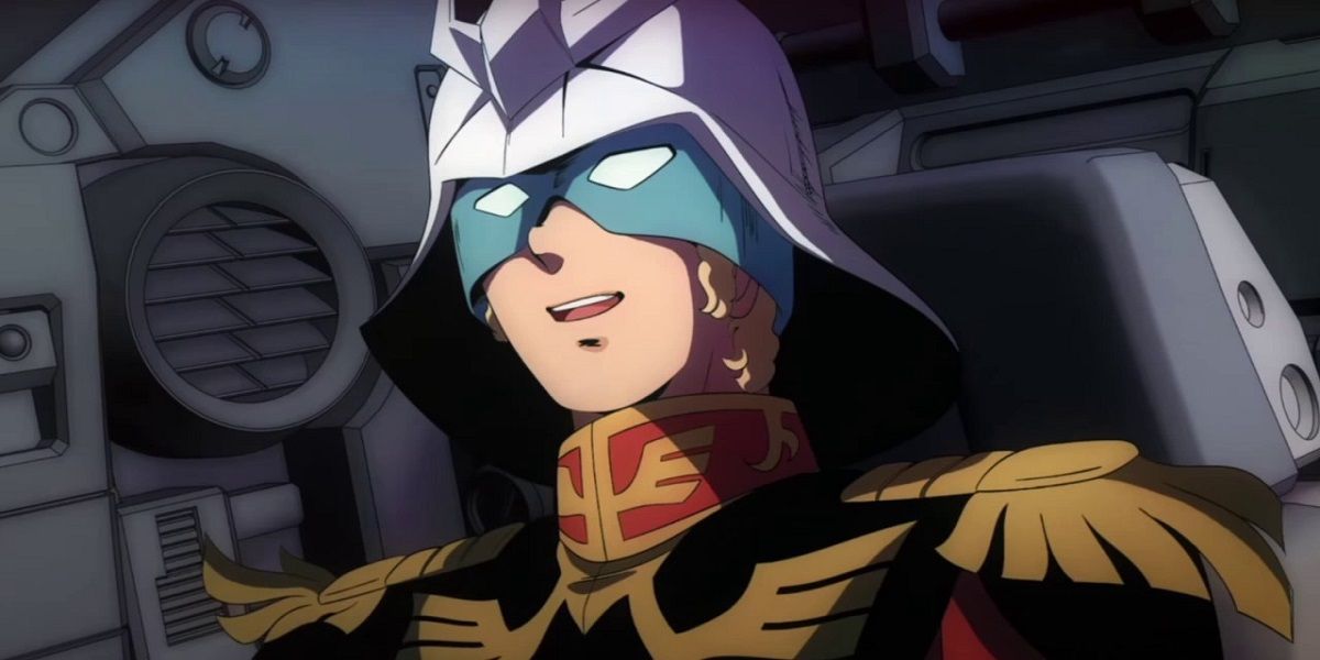 Char Aznable na cabine do seu mobile suit.