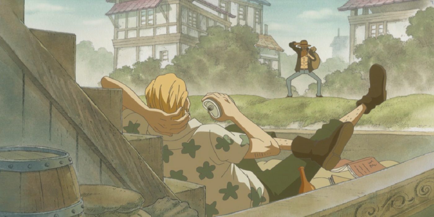 Silvers Rayleigh encontrando Gol D. Roger pela primeira vez em um flashback de One Piece