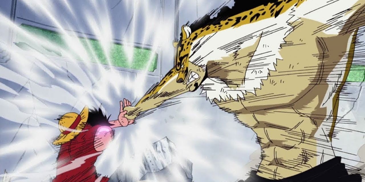 Luffy vs Rob Lucci no Enies Lobby em One Piece