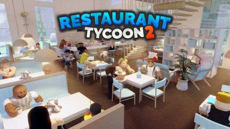 Restaurante Tycoon 2 pessoas sentadas em mesas e comendo