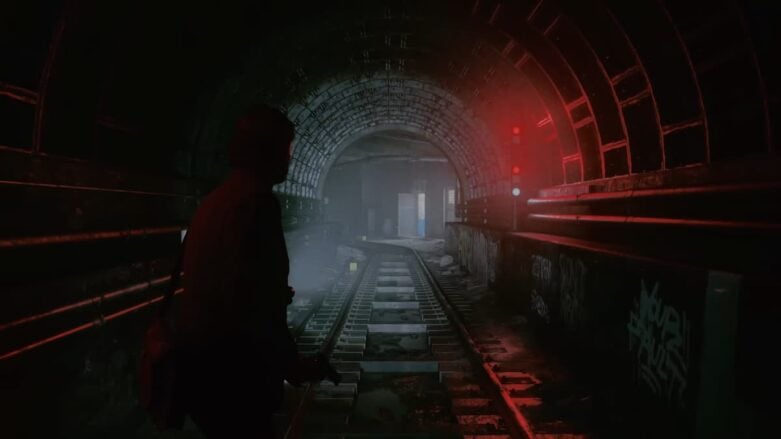 Lanterna de trem em túnel Alan Wake 2