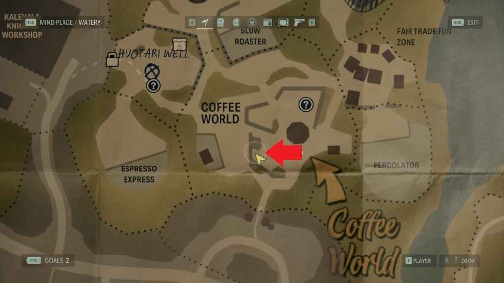 Onde encontrar a chave Coffee World Stash no mapa de Alan Wake 2