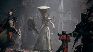 Remnant 2 Players Shooting A Creature Holding A Giant Club