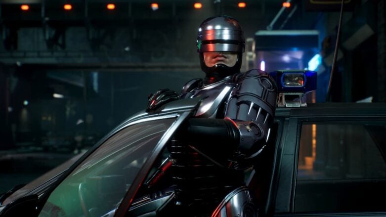 Robocop Rogue City Robocop saindo de um carro