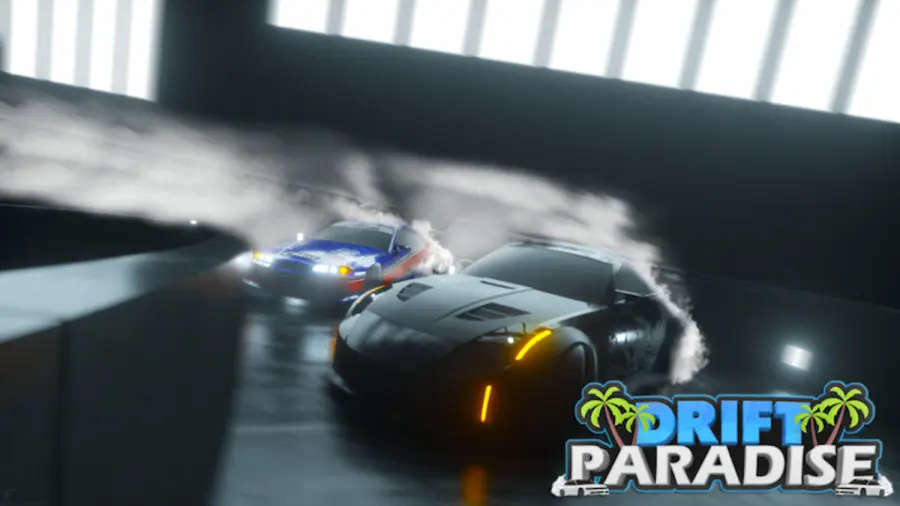 Carros Roblox Drift Paradise vagando na esquina.