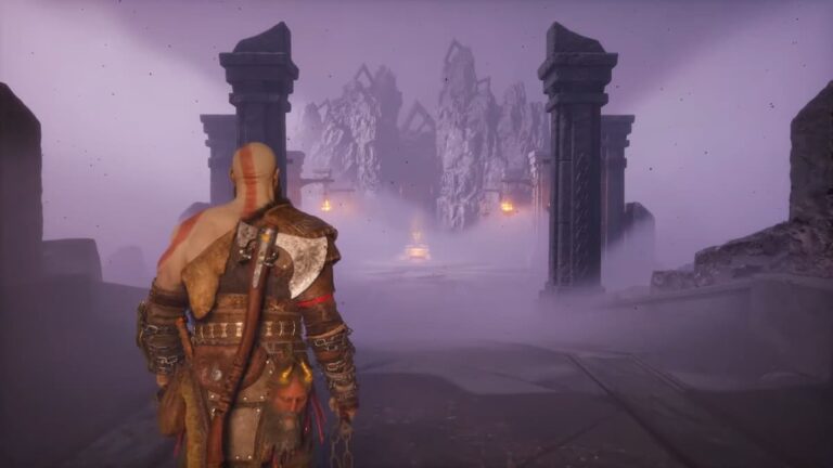 God Of War Ragnarok Valhalla Kratos Walking Towards Golden Chest Weapons Drawn