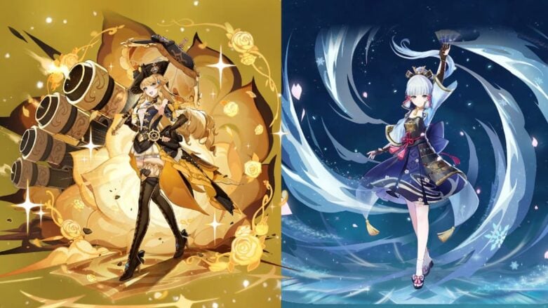 Genshin Impact 4 Banner de 3 personagens Navia Ayaka