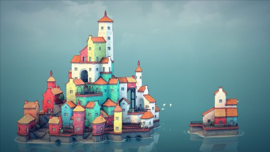 jogos oceânicos Townscaper: uma pequena cidade feita no oceano